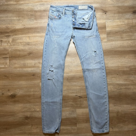 Diesel Other - Diesel Sleenker Jeans Men 28x32 Blue Slim Skinny Stretch Light Wash Thrash 086AT